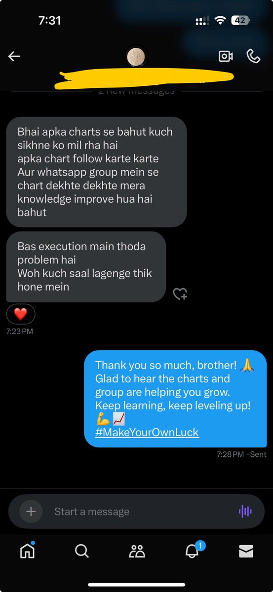 Sahilpahwa09's tweet image. 📩 Real feedback from the community 🙏
It feels great when someone says their chart-reading skills are improving by just following the content and group!

Free WhatsApp Group Link : whatsapp.com/channel/0029Vb…

#MakeYourOwnLuck #TradingMindset #ChartLearning