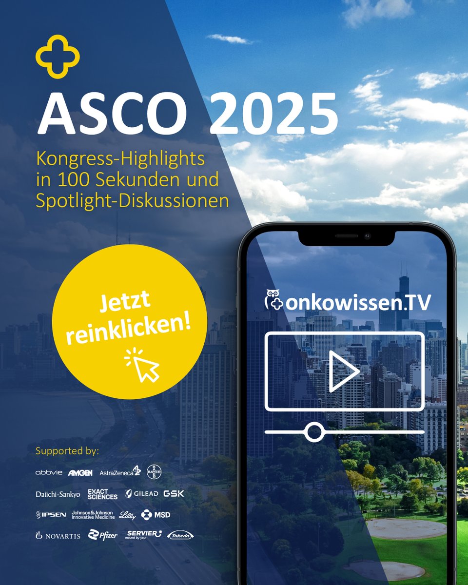 onkowissen (@onkowissen) on Twitter photo 🎥 Die ersten Highlights vom #ASCO25 sind online!
👉 Kostenlos & on demand auf onkowissenTV.
Verpasse nicht die neuesten Insights aus der Onkologie!
🔗 onkowissen.tv/beitraege/asco…
#Onkologie #ASCO2025 #onkowissenTV
<a href="/jcasusce/">Jozefina Casuscelli</a> <a href="/docchristoffer/">Christoffer.Gebhardt</a> <a href="/GoebellJ/">Peter J. Goebell</a> <a href="/DLueftner/">Prof. Dr. med. Diana Lüftner</a> <a href="/amerseburger/">Axel S. Merseburger</a> 🎥 Die ersten Highlights vom #ASCO25 sind online!
👉 Kostenlos & on demand auf onkowissenTV.
Verpasse nicht die neuesten Insights aus der Onkologie!
🔗 onkowissen.tv/beitraege/asco…
#Onkologie #ASCO2025 #onkowissenTV
<a href="/jcasusce/">Jozefina Casuscelli</a> <a href="/docchristoffer/">Christoffer.Gebhardt</a> <a href="/GoebellJ/">Peter J. Goebell</a> <a href="/DLueftner/">Prof. Dr. med. Diana Lüftner</a> <a href="/amerseburger/">Axel S. Merseburger</a>