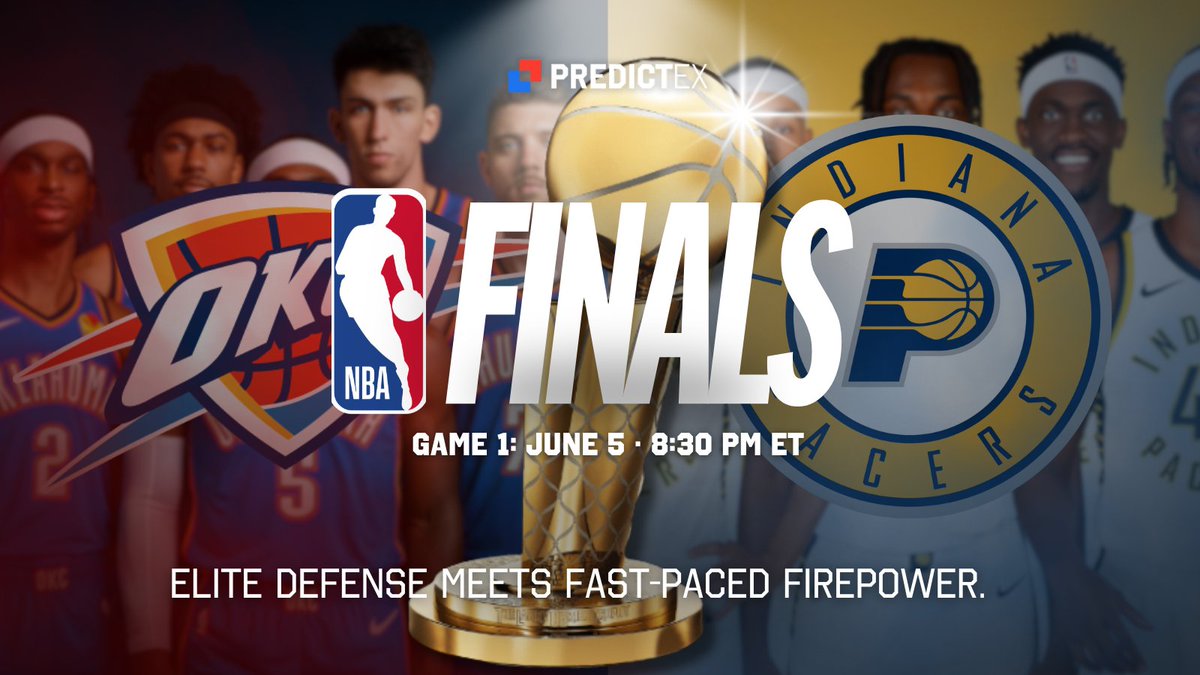 Who’s your pick to win it all? 

NBA Finals locked in.
Thunder vs Pacers.
Is this OKC’s crowning moment or the Pacers’ impossible run?

Game 1 — June 5 at 8:30 PM ET.
This is the kind of moment you’ll soon trade on PredictEX.