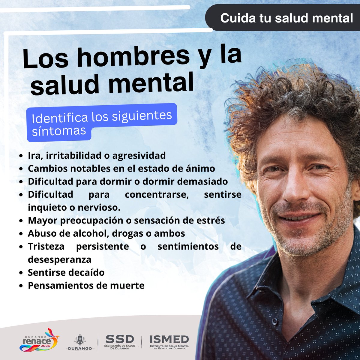 Los hombres suelen buscar ayuda profesional para la salud mental con menor frecuencia que las mujeres.

Identificar los signos tempranos de un posible trastorno mental, es fundamental para iniciar el camino hacia el bienestar recibiendo el apoyo adecuado.