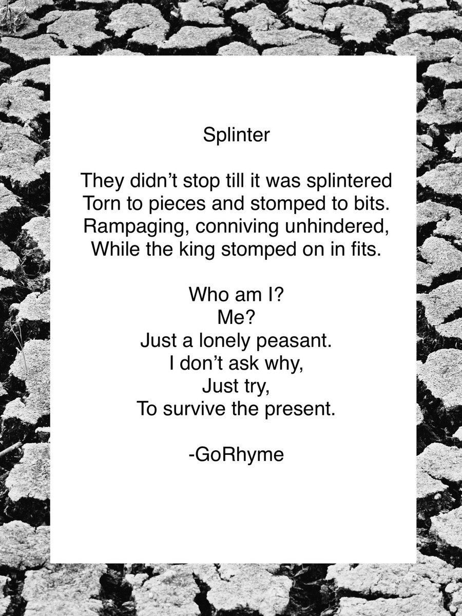 GoRhyming's tweet image. #vss365 #splinter #poetry #poem #poetrycommunity