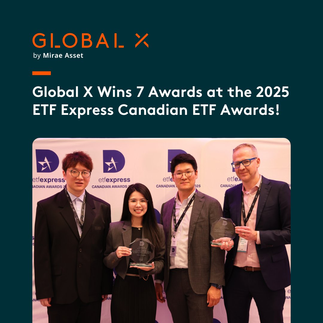 globalxca's tweet image. Global X was honoured to take home 7 wins at the 2025 ETF Express Canadian ETF Awards! Thank you to our clients, partners, and the team at @ETFExpress - we’re proud to be part of Canada’s ETF ecosystem.
Learn more: etfexpress.com/2025/05/29/win…