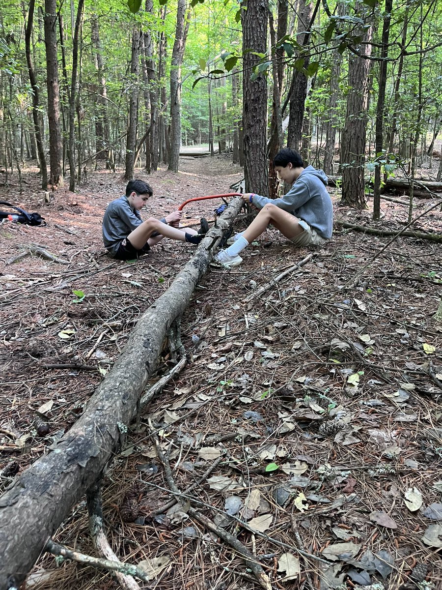 Nice cool morning for the flag ceremony. Some of the Scouts helped clear a trail this morning to get some conservation hours as well!