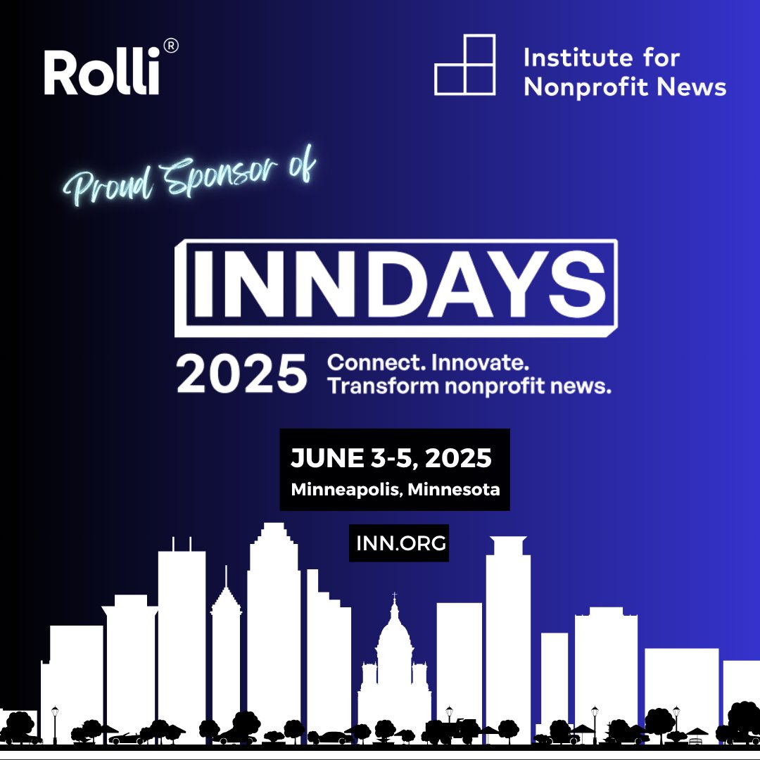 Rolli (@rolliapp) on Twitter photo Rolli is proud to sponsor INN Days 2025 by <a href="/INN/">Institute for Nonprofit News</a>. Catch our CEO Nick Toso in Minneapolis June 3–5 as we support nonprofit journalism and collaborations that advance nonprofit news!
Let’s build a stronger future for news together! Rolli is proud to sponsor INN Days 2025 by <a href="/INN/">Institute for Nonprofit News</a>. Catch our CEO Nick Toso in Minneapolis June 3–5 as we support nonprofit journalism and collaborations that advance nonprofit news!
Let’s build a stronger future for news together!