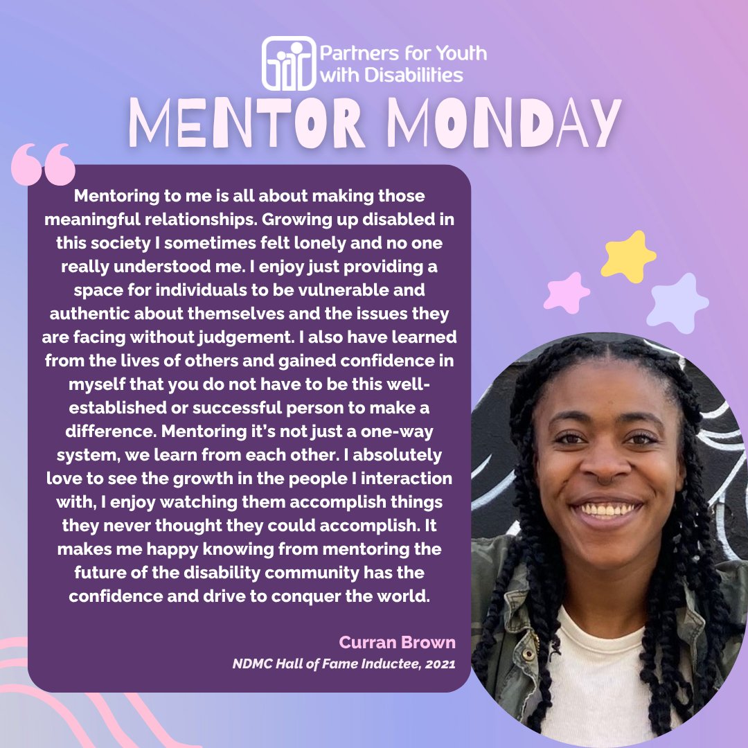Happy #MentorMonday! To start this week off, we're continuing our series of highlighting past NDMC Mentoring Hall of Fame inductees. Today, we're revisiting what Curran Brown, inductee of 2021, had to say about being a mentor 💫