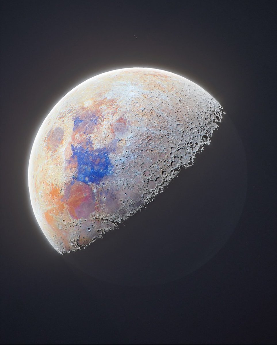 I like this: it takes a Canon 6D and a Newtonian lens to refute man’s oldest mysticism: the moon is colourful, not colourless; it is opaline, not porcelain; and it is only via science that we can appreciate a reality more vibrant than myth.