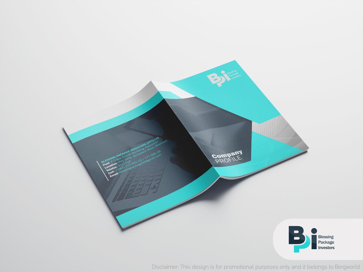 BergworldInc's tweet image. For those in need of taking their branding a step further or simply showcasing their work; talk to us for a company/business profile;

brgwrld.inc@gmail.com or bergworld.inc@gmail.com
(+267)76411848

#PushaBW
#SupportLocalBW
#CompanyProfileDesign