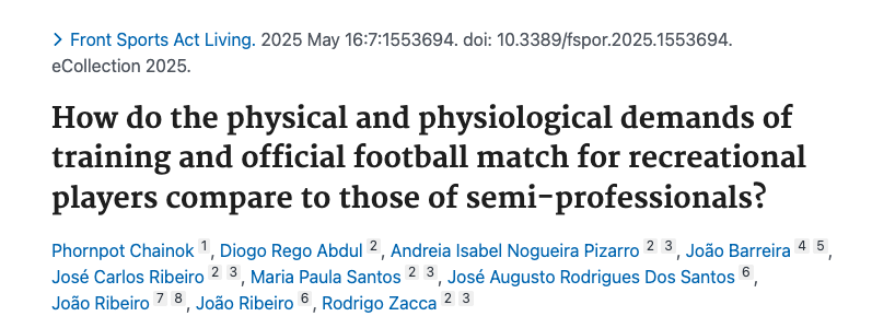 How do the physical and physiological demands of training and official football match for recreational players compare to those of semi-professionals?pubmed.ncbi.nlm.nih.gov/40453039/