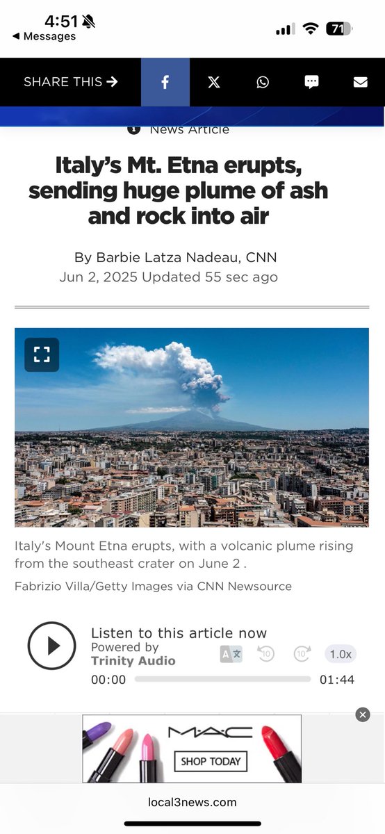 MichelleLocal3's tweet image. Crazy to see Mt. Etna erupted in Italy. I was just there touring one of the volcano’s craters a couple days ago. @Local3News