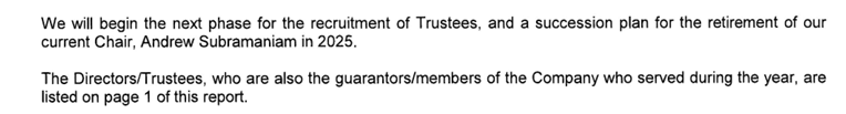 Kamal Prashar (@kampra) on Twitter photo "Permanent Chair and Trustee recruitment are scheduled for early 2022" <a href="/7DialsPlayhouse/">Seven Dials Playhouse</a> in Dec '21 TAR, working group set up
'22 TAR: Group now is "established"
'23 TAR: "We begin the next phase...for the retirement of the current Chair in 2025
'25: 'Acting Chair' still thereš¤ "Permanent Chair and Trustee recruitment are scheduled for early 2022" <a href="/7DialsPlayhouse/">Seven Dials Playhouse</a> in Dec '21 TAR, working group set up
'22 TAR: Group now is "established"
'23 TAR: "We begin the next phase...for the retirement of the current Chair in 2025
'25: 'Acting Chair' still thereš¤