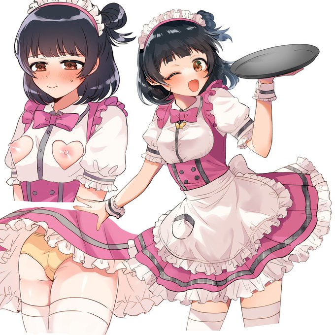 過去絵 ウェイトレス育さんと桃子 