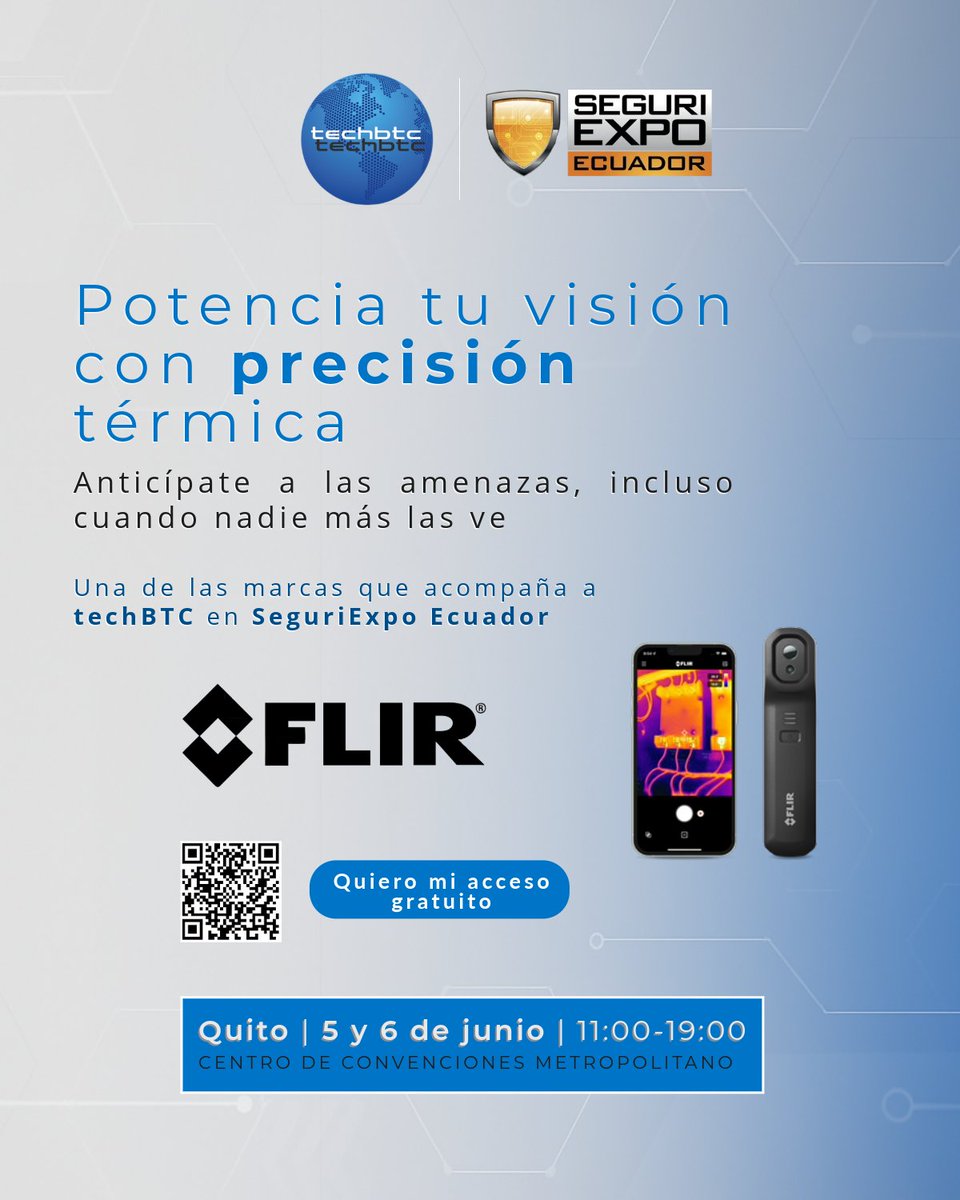 techbtc (@techbtc) on Twitter photo Potencia tu visión con precisión térmica en <a href="/seguriexpoec/">Seguriexpo Ecuador</a> 2025 con techBTC y <a href="/flir/">Teledyne FLIR</a>
🧭 5-6 junio | Stand techBTC | Centro de Convenciones Metropolitano de Quito | 11:00 – 19:00
🎫 Entrada gratuita
👉 my.techbtc.com/r/DJm Potencia tu visión con precisión térmica en <a href="/seguriexpoec/">Seguriexpo Ecuador</a> 2025 con techBTC y <a href="/flir/">Teledyne FLIR</a>
🧭 5-6 junio | Stand techBTC | Centro de Convenciones Metropolitano de Quito | 11:00 – 19:00
🎫 Entrada gratuita
👉 my.techbtc.com/r/DJm