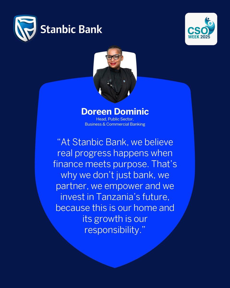 From empowering communities to fueling businesses, we're committed to building a future where Finance drives real impact.

#StanbicBankTZ #CSOWeek2025