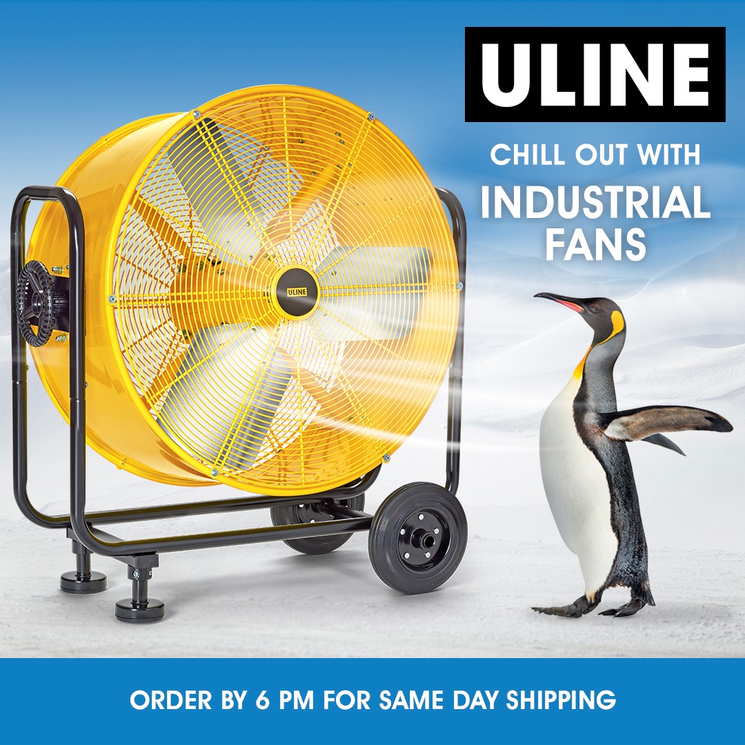 Don’t sweat it. Uline has a giant selection of industrial fans to help you keep your cool. Order today, get it tomorrow.  uline.com