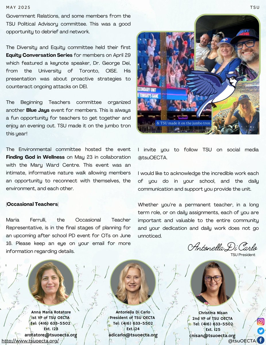 Members, please check your email for the May 2025 President's Message.