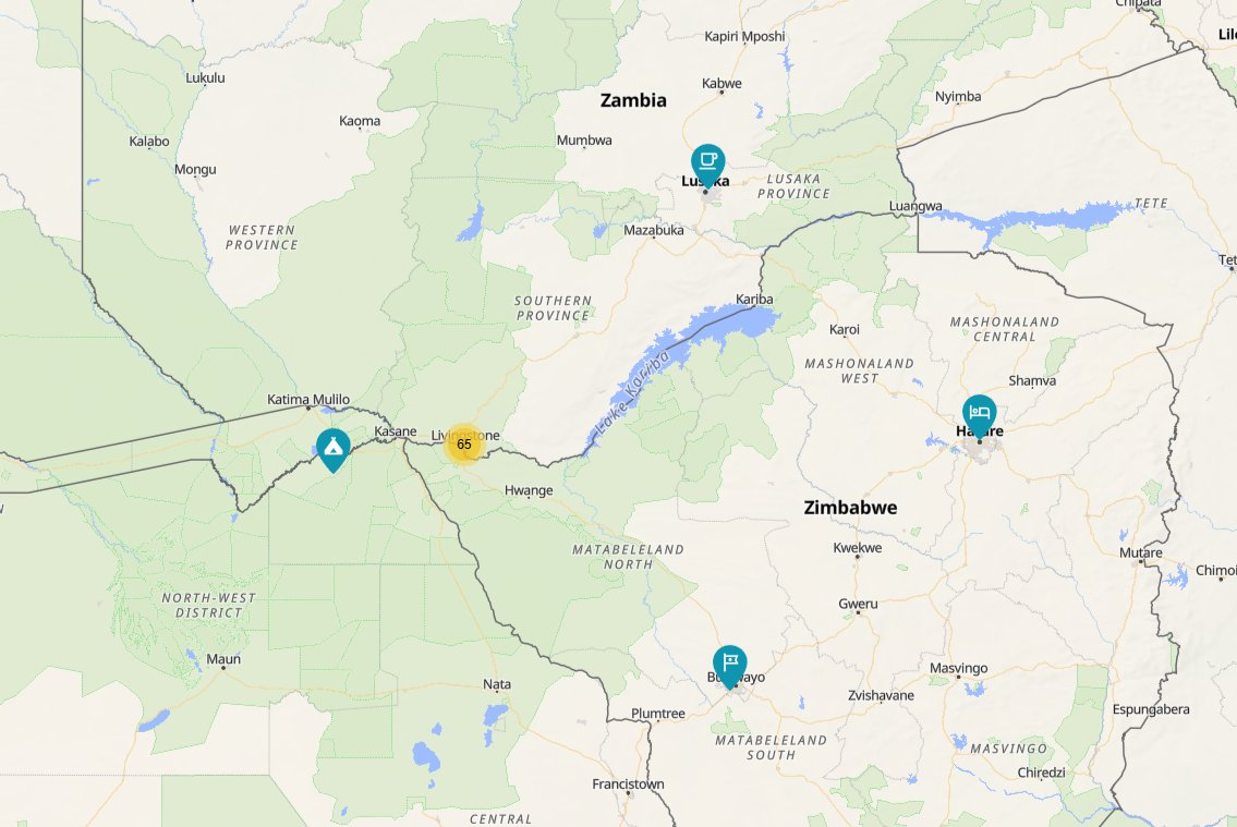 A bright orange'ish-yellow beacon of hope in Zambia on the border Zimbabwe, Botswana, and Namibia. 65 Merchants and counting(!). But first priority is always... education, education, education.

Shoutout <a href="/btcmap/">BTC Map</a> for the visual!