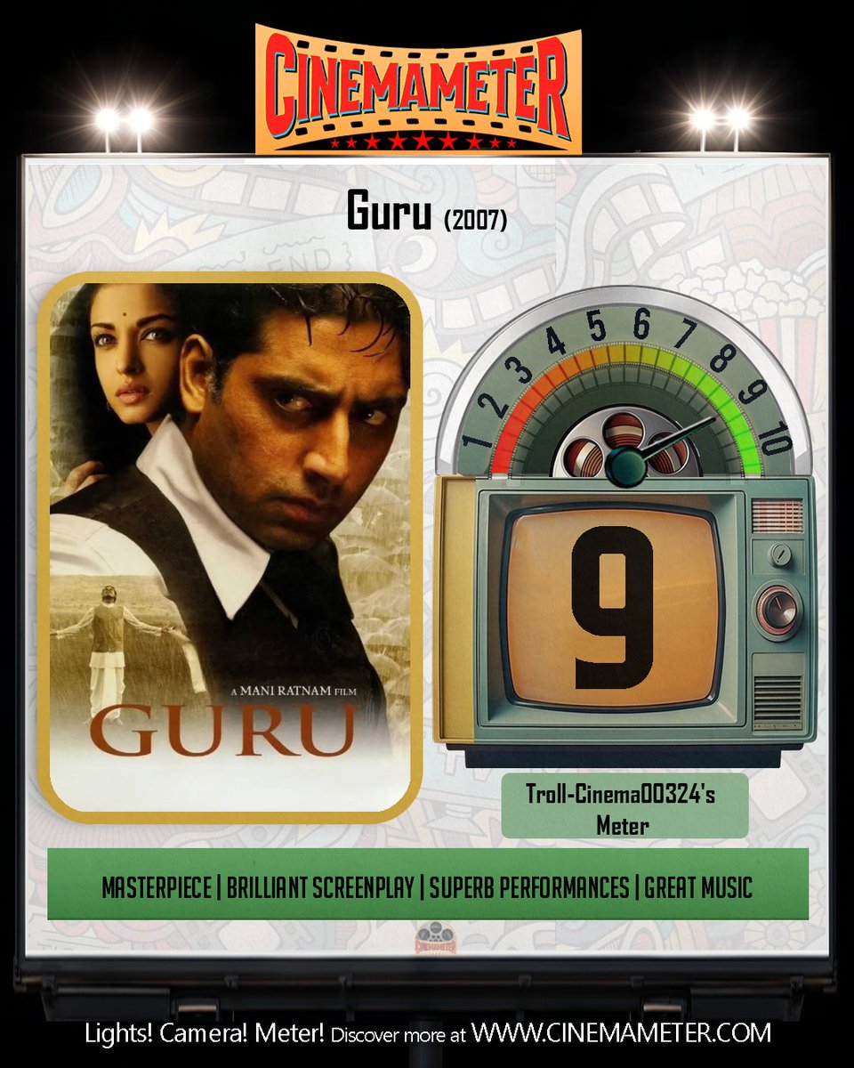My all-time fav from #ManiRatnam is GURU! 🤩 Can’t wait to see what magic he brings in #ThugLife 🎬 

What’s yours???
 Find it &amp; Meter Here by following these Steps 👇
Go to cinemameter.com
- > Click discover 
-> Search ur favourite Maniratnam Movie
-> Pick &amp; Rate it 
- >