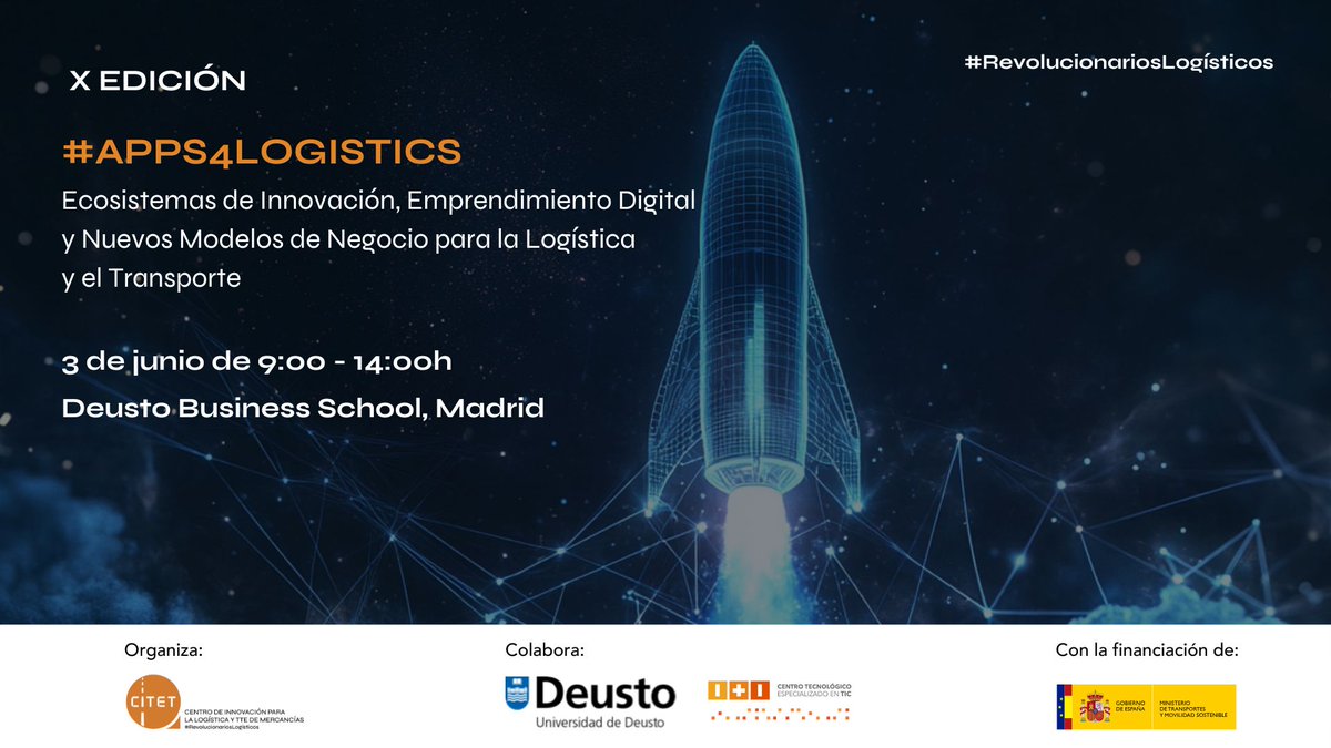 ITI_TIC's tweet photo. Nuestro compañero José Manuel Linares, Business Manager en ITI, participa mañana en la jornada #APPS4LOGISTICS: Ecosistemas de Innovación, Emprendimiento Digital y Nuevos Modelos de Negocio para la Logística y el Transporte.
Lo hará en una ronda de ponencias rápidas, que tratarán sobre la innovación tecnológica aplicada a la logística y el transporte de mercancías.
📅 3 de junio
📍 @deusto, Madrid
Toda la información y el programa completo aquí 👉🏻 https://t.co/ZdIGx9MrcR