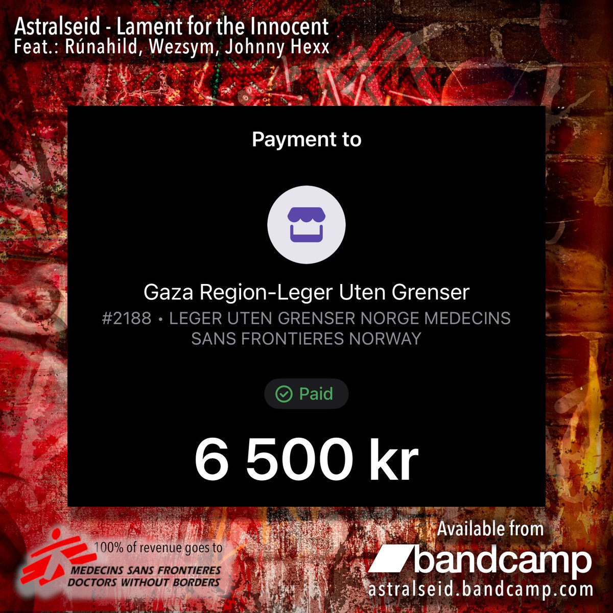 Astralseid (@astralseid) on Twitter photo First round of donations to Doctors Without Borders <a href="/MSF/">MSF International</a> !! $650 !! Thank you all for the support! First round of donations to Doctors Without Borders <a href="/MSF/">MSF International</a> !! $650 !! Thank you all for the support!