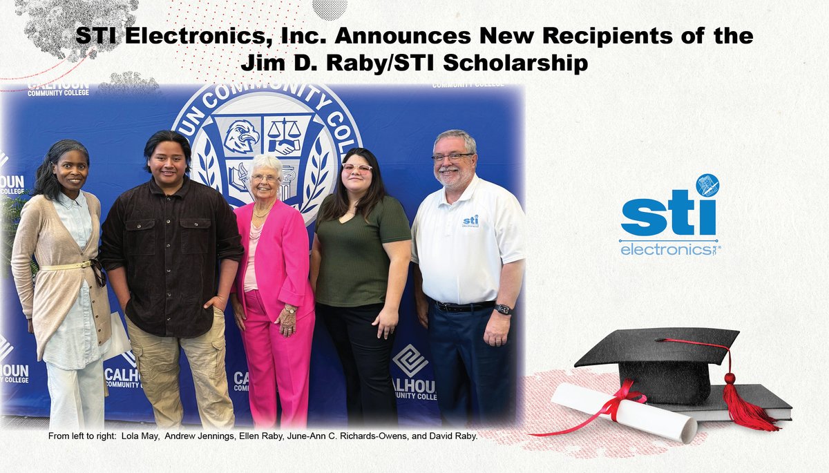 STIElectronics's tweet photo. Congratulations to 𝐋𝐨𝐥𝐚 𝐌𝐚𝐲, 𝐀𝐧𝐝𝐫𝐞𝐰 𝐉𝐞𝐧𝐧𝐢𝐧𝐠𝐬, and 𝐉𝐮𝐧𝐞-𝐀𝐧𝐧 𝐂. 𝐑𝐢𝐜𝐡𝐚𝐫𝐝𝐬-𝐎𝐰𝐞𝐧𝐬— this year’s recipients of the 𝐉𝐢𝐦 𝐃. 𝐑𝐚𝐛𝐲/𝐒𝐓𝐈 𝐒𝐜𝐡𝐨𝐥𝐚𝐫���𝐡𝐢𝐩!

Awarded to students in Calhoun Community College’s technical programs, this scholarship honors determination, work ethic, and a passion for advanced manufacturing.

We’re proud to support the next generation of innovators!

#JimDRabyScholarship #STISupportsEducation #CalhounCollege #FutureMakers
