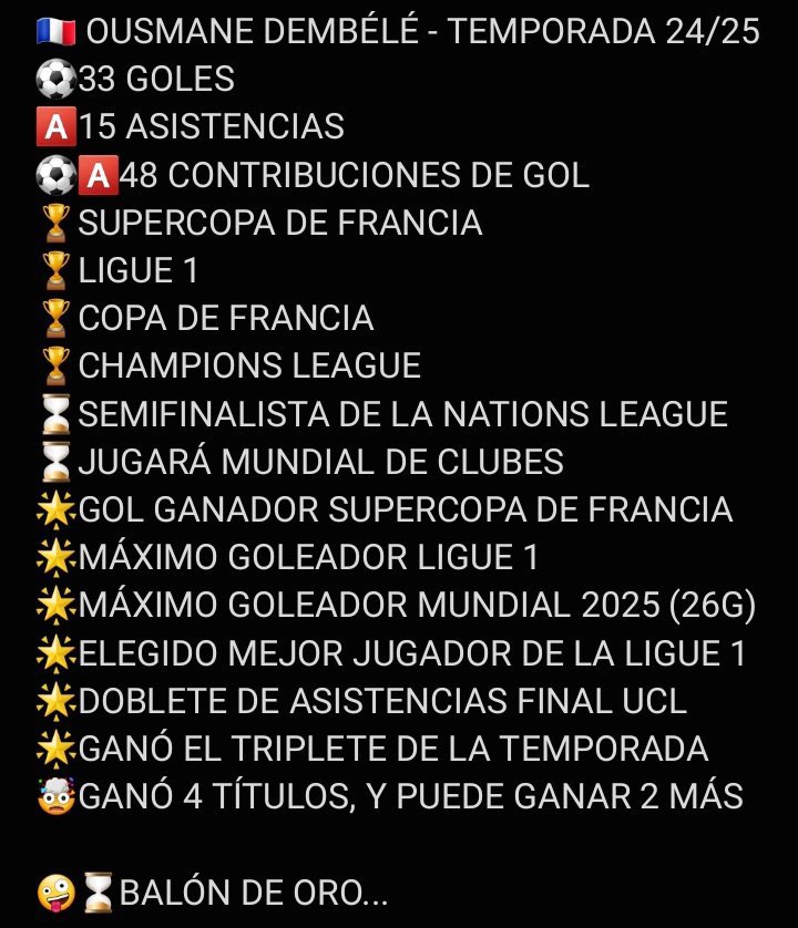 Es que ahora mismo no hay ni debate vaya, el mejor en lo individual y en lo colectivo, decisivo en todo, y encima siendo francés y del PSG, es de cajón