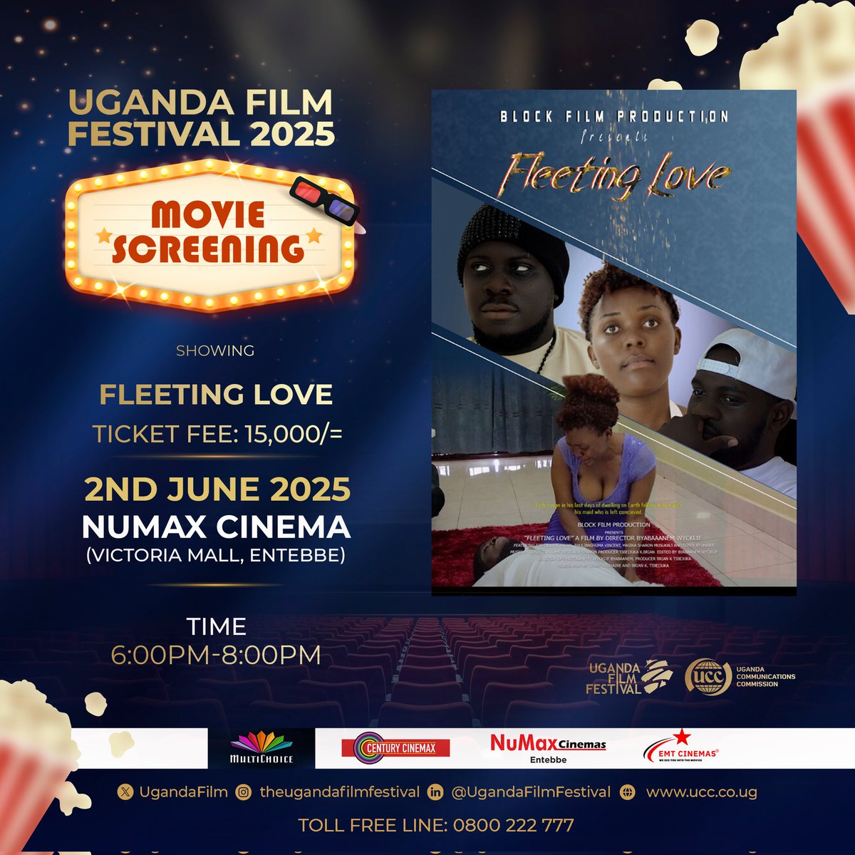 In a few minutes from now, we are watching these great movies. Just rush to the nearest cinema.   
1.Janani showing at Acacia Mall 
2. Beyond witticism at Arena mall 
3. Battle for Earth at EMT Cinema 
4. Born in Shadows at Metroplex Nalya 
5. Fleeting love at Numax Entebbe