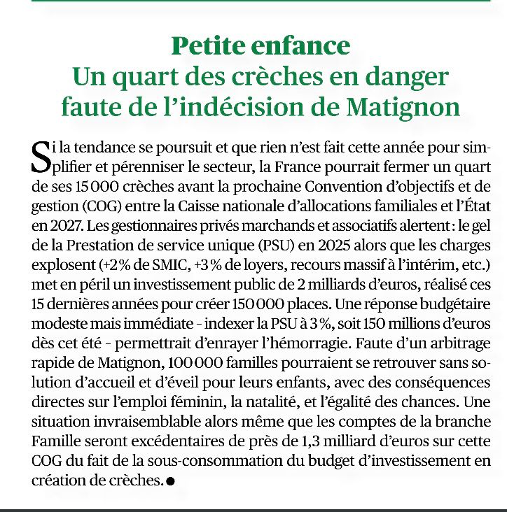 Aujourd’hui il y a 160 000 familles qui ne peuvent pas reprendre leur travail faute de solutions d'accueil adaptées et demain + 150 000 familles accueillies en crèches qui risquent de perdre leur place pour fermeture. Explication :