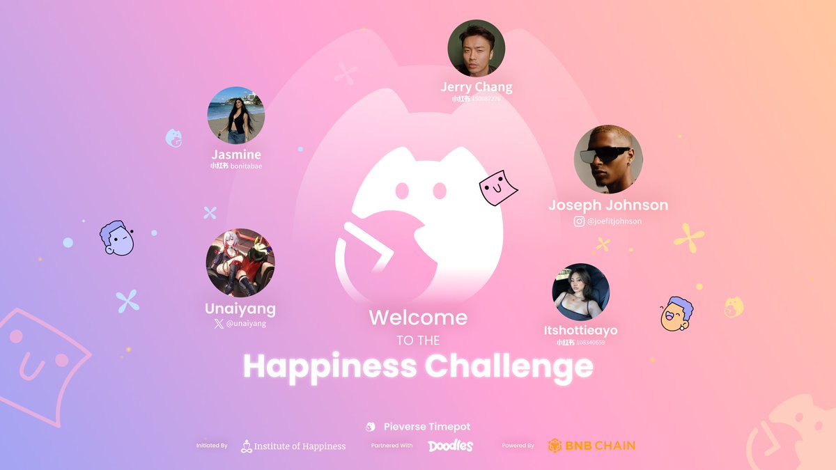pieverse (@pieverse_io) on Twitter photo The Happiness Challenge is a journey in transforming chaos into collective flourishing across all industriesāwhether it's fitness, entrepreneurship, fashion, lifestyle, or Web3.
For the first round, we're delighted to welcome partners <a href="/unaiyang/">ęå«U儚„</a>, Joseph Johnson, Jerry Chang, The Happiness Challenge is a journey in transforming chaos into collective flourishing across all industriesāwhether it's fitness, entrepreneurship, fashion, lifestyle, or Web3.
For the first round, we're delighted to welcome partners <a href="/unaiyang/">ęå«U儚„</a>, Joseph Johnson, Jerry Chang,