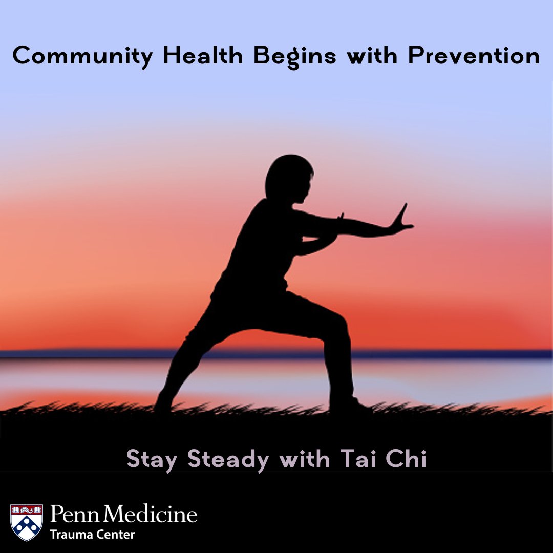 Falls are the #1 cause of injury in older adults—but they’re preventable.
 
This Community Health Improvement Week, join us for free Tai Chi classes to   boost balance &amp; prevent falls.
 
Move safer, feel stronger: pennmedicine.org/taichi
 
#FallPrevention #TaiChi #PennTrauma