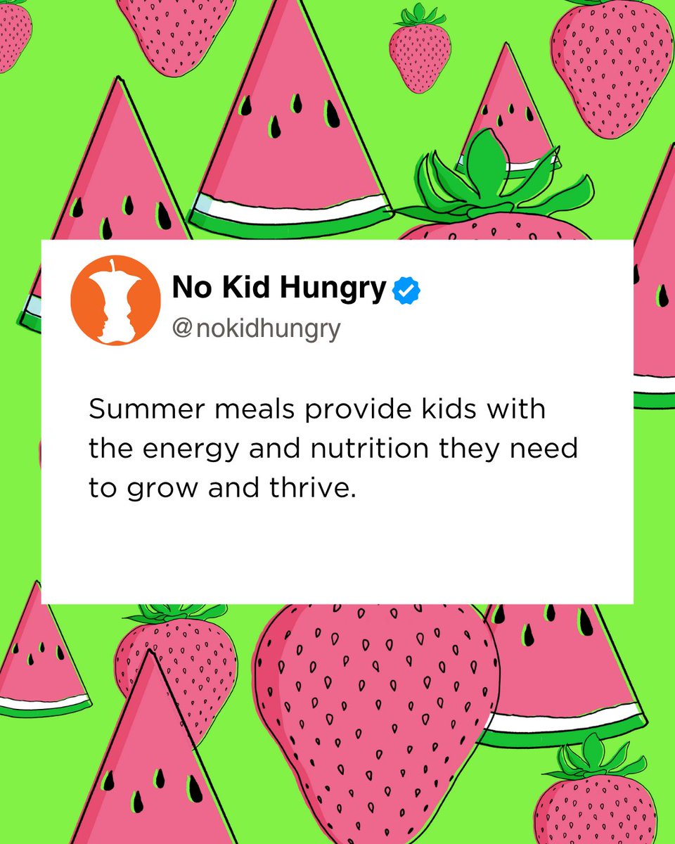 All children 18 and under are eligible to participate in summer meals sites. No proof of income or registration is required to participate. Just show up! 🍓🍉

Find a free summer meals site near you &gt;&gt;&gt; bit.ly/42V79Ho