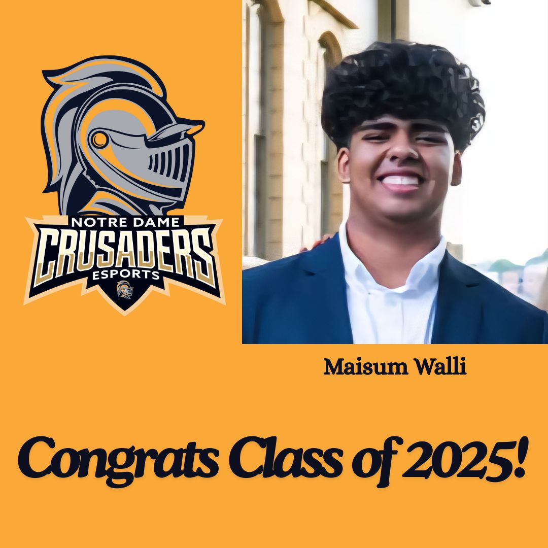 NDGP_Esports's tweet photo. 🎓 As we celebrate the Crusader Class of 2025, we also want to give a big shoutout to Najah, who graduated from Moravian Academy this weekend! Congrats to all our seniors—your ND Esports family is proud of you! 💙💛 #NDGP #ClassOf2025 #EsportsGrad #CrusaderPride https://t.co/iv2znaji9g