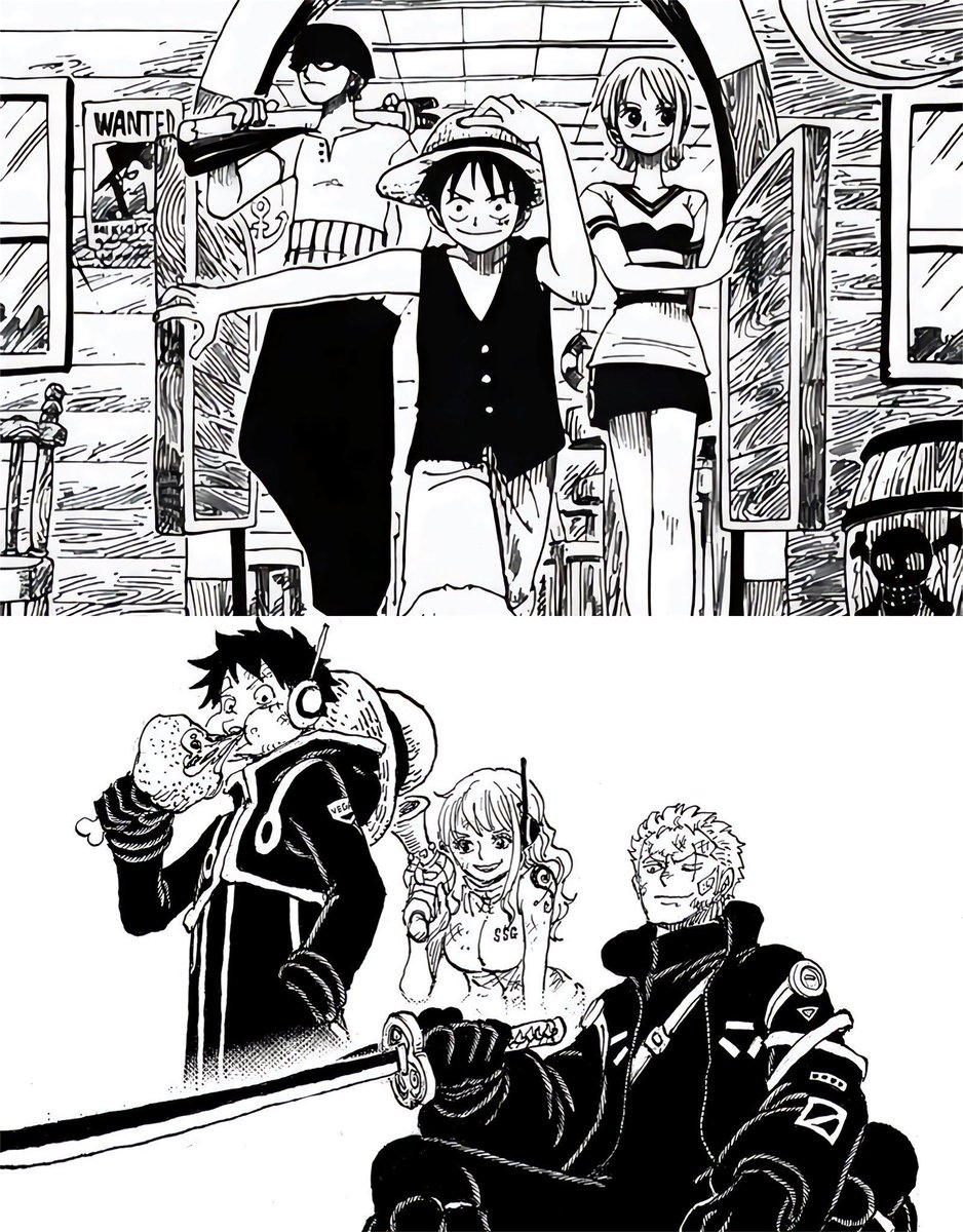 strawhats's tweet photo. Zoro, Luffy and Nami https://t.co/EokovZKEpv