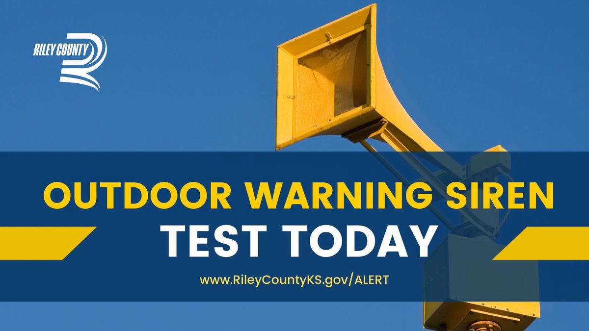 RileyCountyEMFD's tweet image. TEST TEST TEST 6/2/2025
Today is the scheduled monthly test of the outdoor warning sirens in Riley County. This is only a test. 

Sirens will sound around 10:30 a.m. 

During an emergency, if you hear the sirens SEEK SHELTER INDOORS IMMEDIATELY.