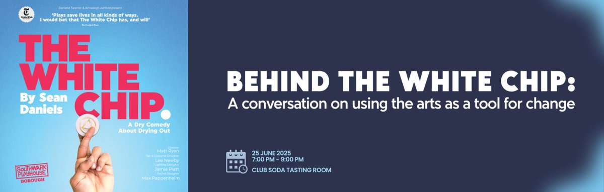 Performing Recovery (@perfrecovery) on Twitter photo On Wed 25 June 7-9pm, the lovely <a href="/joinclubsoda/">Club Soda</a> folk host a Q+A with Sean Daniels, <a href="/danielletarento/">tarento productions</a> + Ed Coleman ahead of <a href="/TheWhiteChipUK_/">TheWhiteChipUK</a> at <a href="/swkplay/">Southwark Playhouse</a>. Early bird tickets from £10, and special offers on the delicious <a href="/everleafdrinks/">everleafdrinks</a> that night. Book now!
tickettailor.com/events/clubsod… On Wed 25 June 7-9pm, the lovely <a href="/joinclubsoda/">Club Soda</a> folk host a Q+A with Sean Daniels, <a href="/danielletarento/">tarento productions</a> + Ed Coleman ahead of <a href="/TheWhiteChipUK_/">TheWhiteChipUK</a> at <a href="/swkplay/">Southwark Playhouse</a>. Early bird tickets from £10, and special offers on the delicious <a href="/everleafdrinks/">everleafdrinks</a> that night. Book now!
tickettailor.com/events/clubsod…