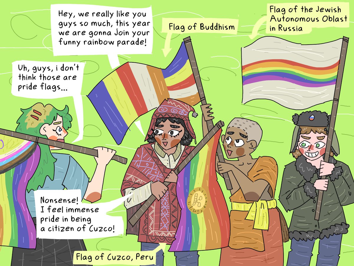 Flags that vaguely look like the gay pride flag if you squint