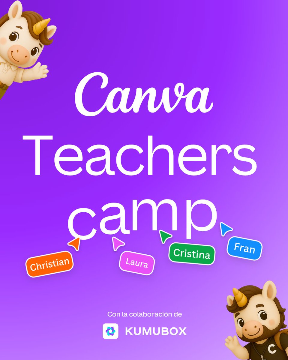 abcdeEle's tweet image. ¡La matrícula para el Canva Teachers Camp ya está disponible! 🚀🎉
Un evento gratuito de 4 días para aprender a crear y organizar recursos con IA, Canva Code, Visual Suite y más.
👉🏼 Inscríbete aquí: go.kumubox.com/abc_CTC25

#Canva #Educación #Innovación #CanvaTeachersCamp