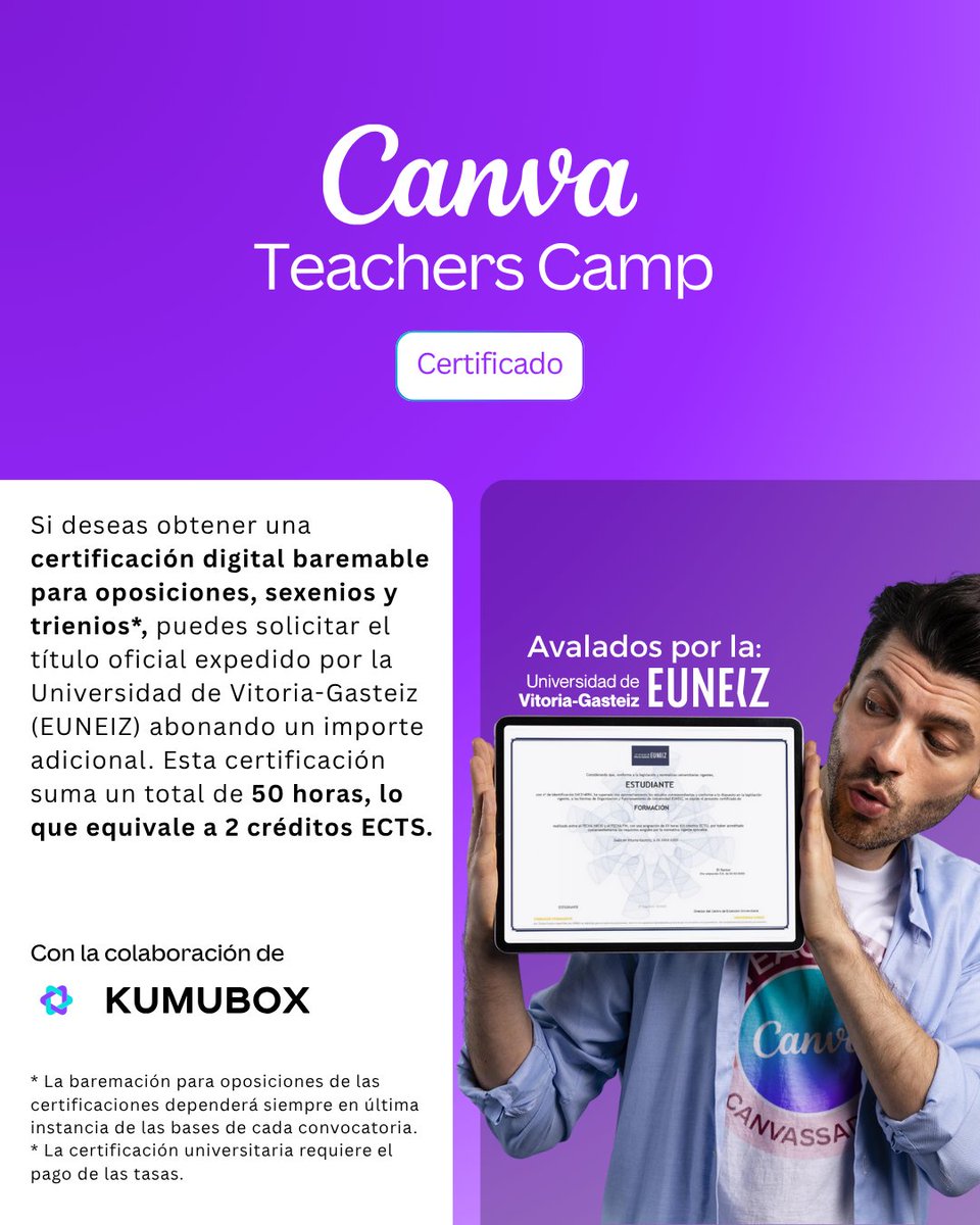 abcdeEle's tweet image. ¡La matrícula para el Canva Teachers Camp ya está disponible! 🚀🎉
Un evento gratuito de 4 días para aprender a crear y organizar recursos con IA, Canva Code, Visual Suite y más.
👉🏼 Inscríbete aquí: go.kumubox.com/abc_CTC25

#Canva #Educación #Innovación #CanvaTeachersCamp