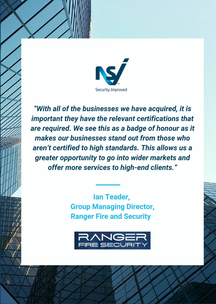 Thank you Ranger Fire &amp; Security for highlighting the importance of NSI certification in maintaining the highest standards!🌟

Learn how NSI certification can advance your business: tinyurl.com/m5xn33a8

#NSIApproved #FireAndSecurity