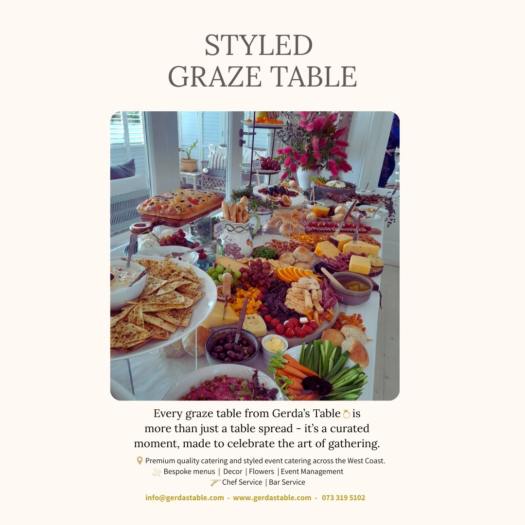 Less fuss. More flavour. Handcrafted Graze Tables by Gerda’s Table for elegant celebrations, retreats, &amp; gatherings on the West Coast.  🍇🧀✨ DM for a quote.  #GerdasTable