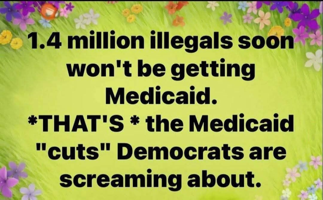 This is the Truth

Why should any of our tax money be paying for the Medicaid for illegals?  This is what the Dems are claiming that the Rep Bill is doing.  What on earth is in the heads of Dems and their followers?  We are only responsible for US not people who are not citizens.
