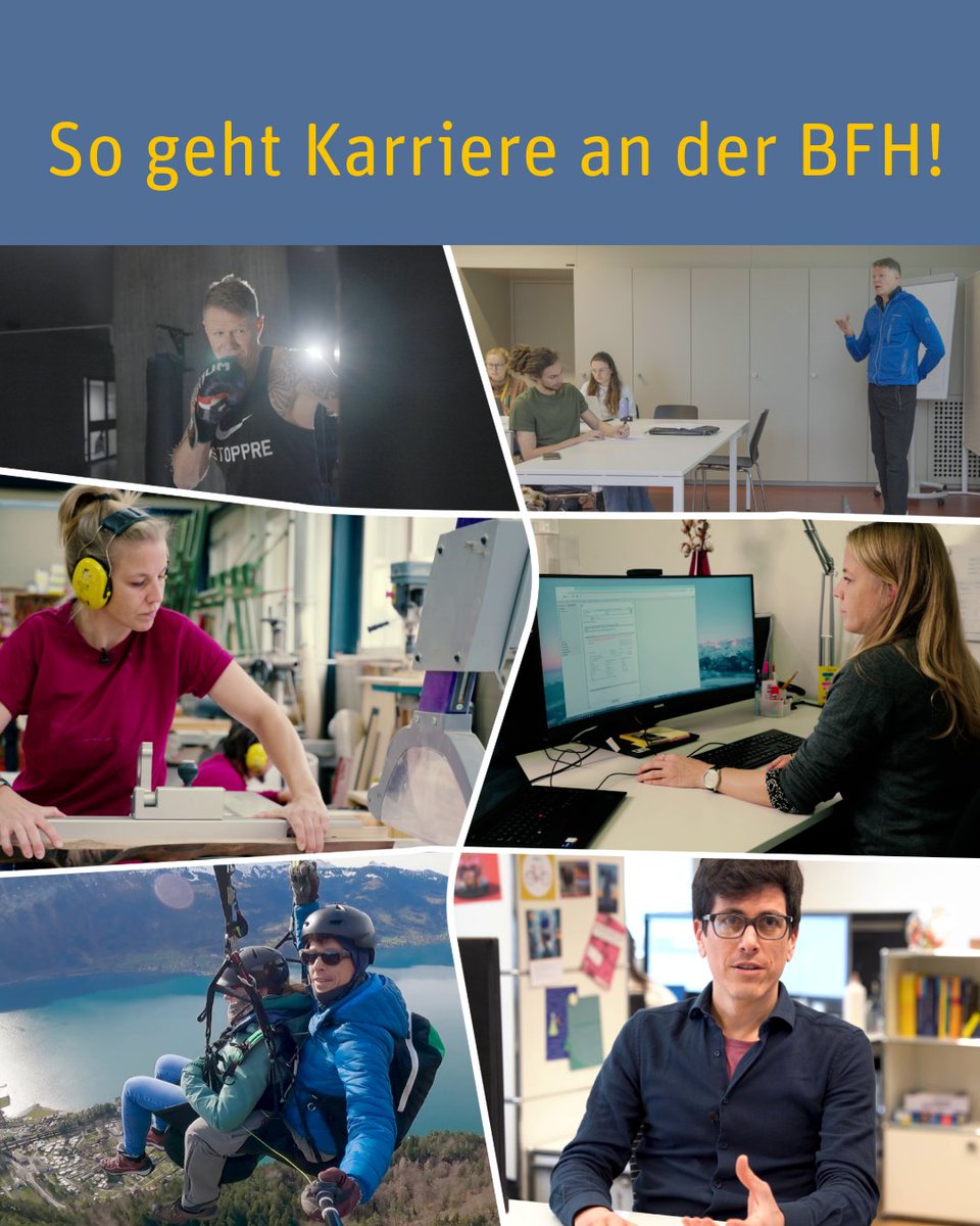 Wir sind vielseitig – nicht nur in der Aus- und Weiterbildung, sondern auch als Arbeitgeberin. In den letzten Wochen stellten wir verschiedene Personen vor, die ihre Leidenschaft mit ihrem Job an der BFH verbinden. 

👉 Deine Karriere startet hier: bfh.ch/de/ueber-die-b…