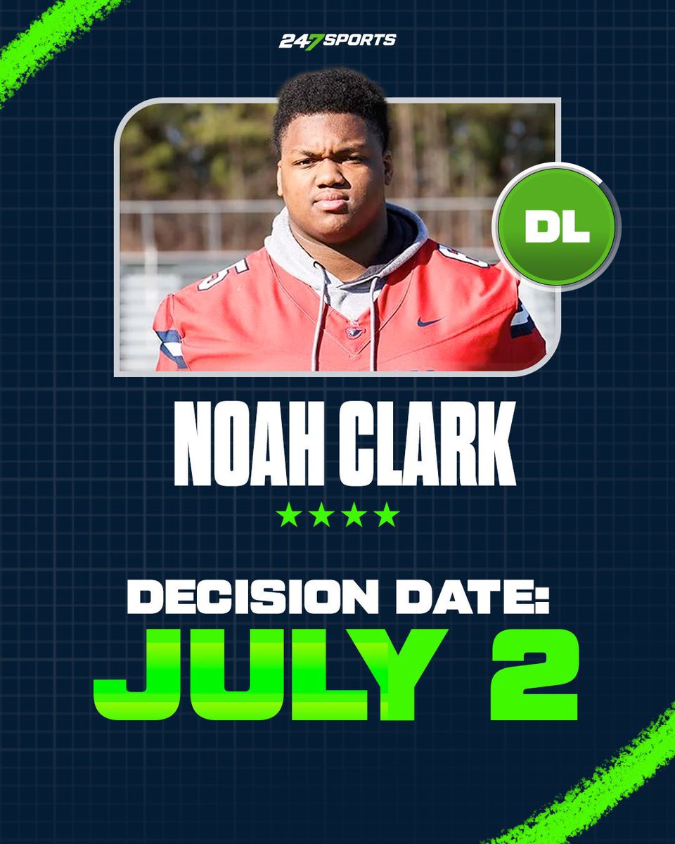Noah Clark (‘26) (@noahclark_90) on Twitter photo Decision day a month away.
<a href="/ACoachKing/">Antonio King</a> <a href="/jsc613/">Coach “Deuce” Clark (II)</a> <a href="/JordanFalconsFB/">Jordan Falcons</a> <a href="/247recruiting/">247Sports Recruiting</a> <a href="/AnnaH247/">Anna Adams</a> <a href="/clintbrew247/">Clint Brewster</a> Decision day a month away.
<a href="/ACoachKing/">Antonio King</a> <a href="/jsc613/">Coach “Deuce” Clark (II)</a> <a href="/JordanFalconsFB/">Jordan Falcons</a> <a href="/247recruiting/">247Sports Recruiting</a> <a href="/AnnaH247/">Anna Adams</a> <a href="/clintbrew247/">Clint Brewster</a>