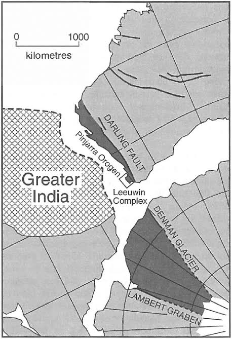 Pretty wild when you realise that Odisha once bordered Antarctica and Australia. The Mahanadi graben lying underneath central Odisha is still geologically active, hence the hot springs at Deuljhari, Taptapani and Atri. 

The Greater India marked lies beneath the Himalayas now