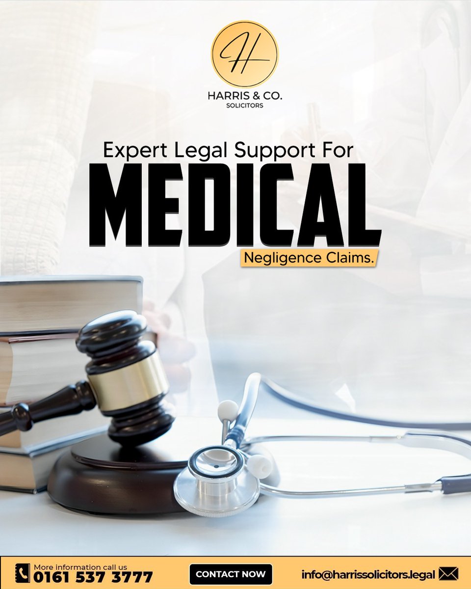 Harris_AndCo's tweet photo. Suffered from medical negligence? You’re not alone. Harris &amp; Co. Solicitors will fight for your rights and help you get the justice you deserve. Call 0161 537 3777 or email info@harrissolicitors.legal now. 
 #LegalHelp #FightForJustice #UKLaw #HarrisAndCoSolicitors https://t.co/Sn3tX5H0vD