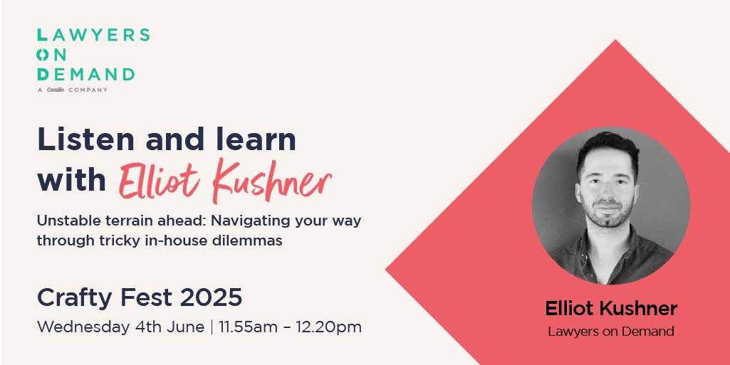 Today is day 2 of Crafty Fest!

Elliot Kushner from #TeamLOD will be on hand today at 11:55am for "Unstable Terrain Ahead: Navigating your way through tricky in-house dilemmas". Join Elliot and experts from TikTok, Uber and YouLend.

Click to learn more: bit.ly/43kvNm5