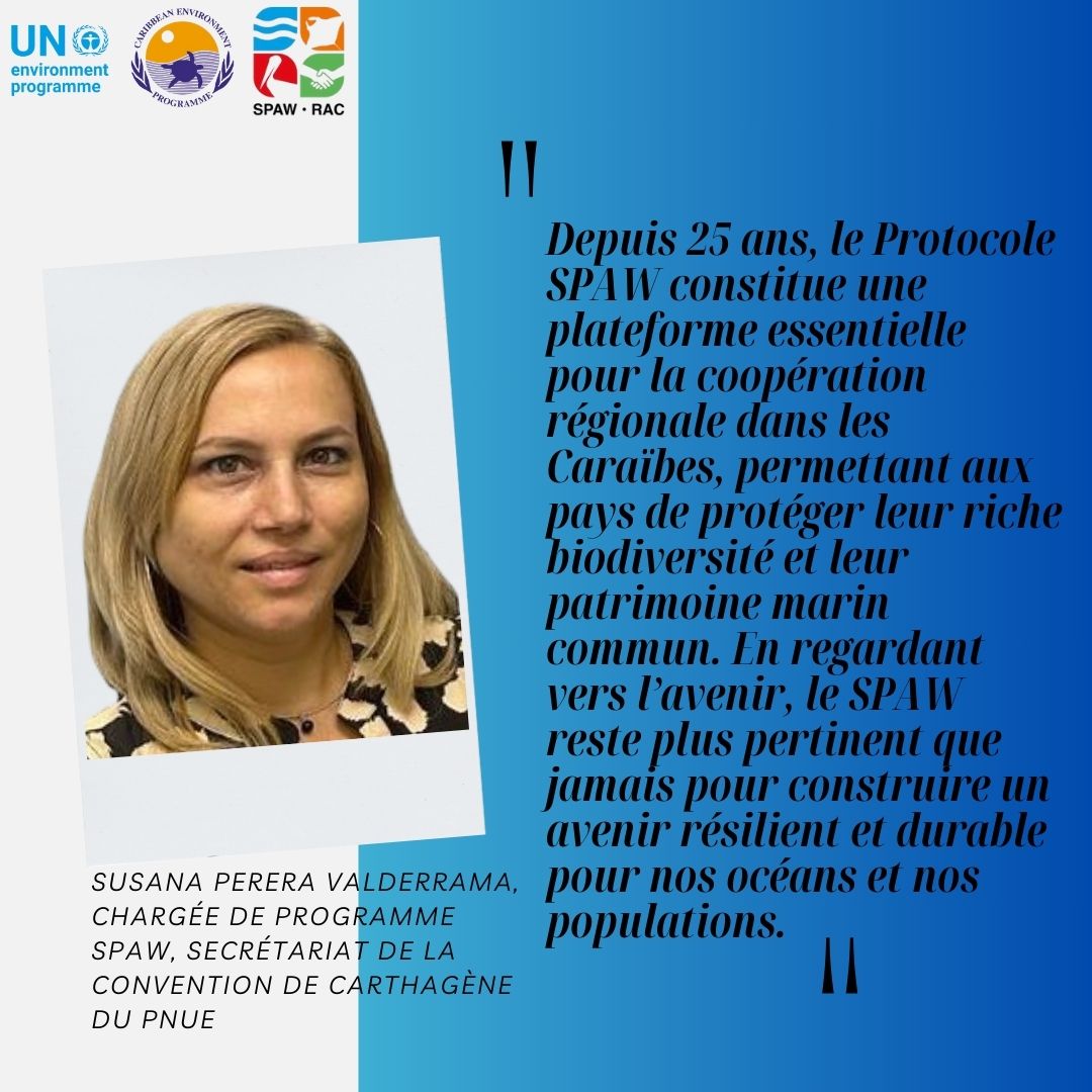 UNEP_CEP's tweet photo. 25 years of protecting Caribbean biodiversity. Hear from Susana Perera Valderrama, SPAW Officer at the UNEP Cartagena Convention Secretariat. #SPAW25 #UNEP #UNEPCEP #ACPMEAs #SPAWProtocol #25YearsOfProtection #CaribbeanConservation https://t.co/XAeGGdOmKM