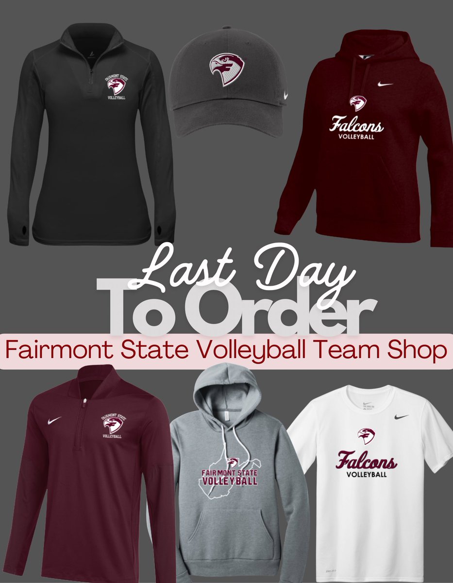 Today (Monday, June 2nd) is the LAST DAY to order from our BSN Team Shop!    All orders will ship directly to your homes!   We thank you for your support of Falcon Volleyball!  

bit.ly/3ESOAf9