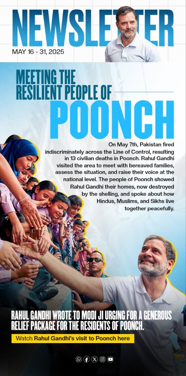 Manikrao Thakare (@manikrao_inc) on Twitter photo Read LoP Shri <a href="/RahulGandhi/">Rahul Gandhi</a>'s newsletter: visit to Poonch, Dialogue on Education & Justice, and Questions for PM Modi & EAM S. Jaishankar.
English: bit.ly/RGNews-May-31-тАж
Hindi: bit.ly/RGNews-May-31-тАж
Subscribe here: bit.ly/RGNews-sf Read LoP Shri <a href="/RahulGandhi/">Rahul Gandhi</a>'s newsletter: visit to Poonch, Dialogue on Education & Justice, and Questions for PM Modi & EAM S. Jaishankar.
English: bit.ly/RGNews-May-31-тАж
Hindi: bit.ly/RGNews-May-31-тАж
Subscribe here: bit.ly/RGNews-sf