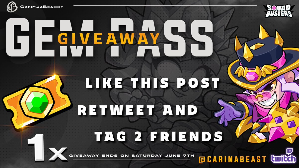 June - Gempass Giveaway. Like this post, reteet and tag 2 friends. You will receive the gempass ingame! Good Luck.  I will draw the winner Live on Stream around 11am Cest.