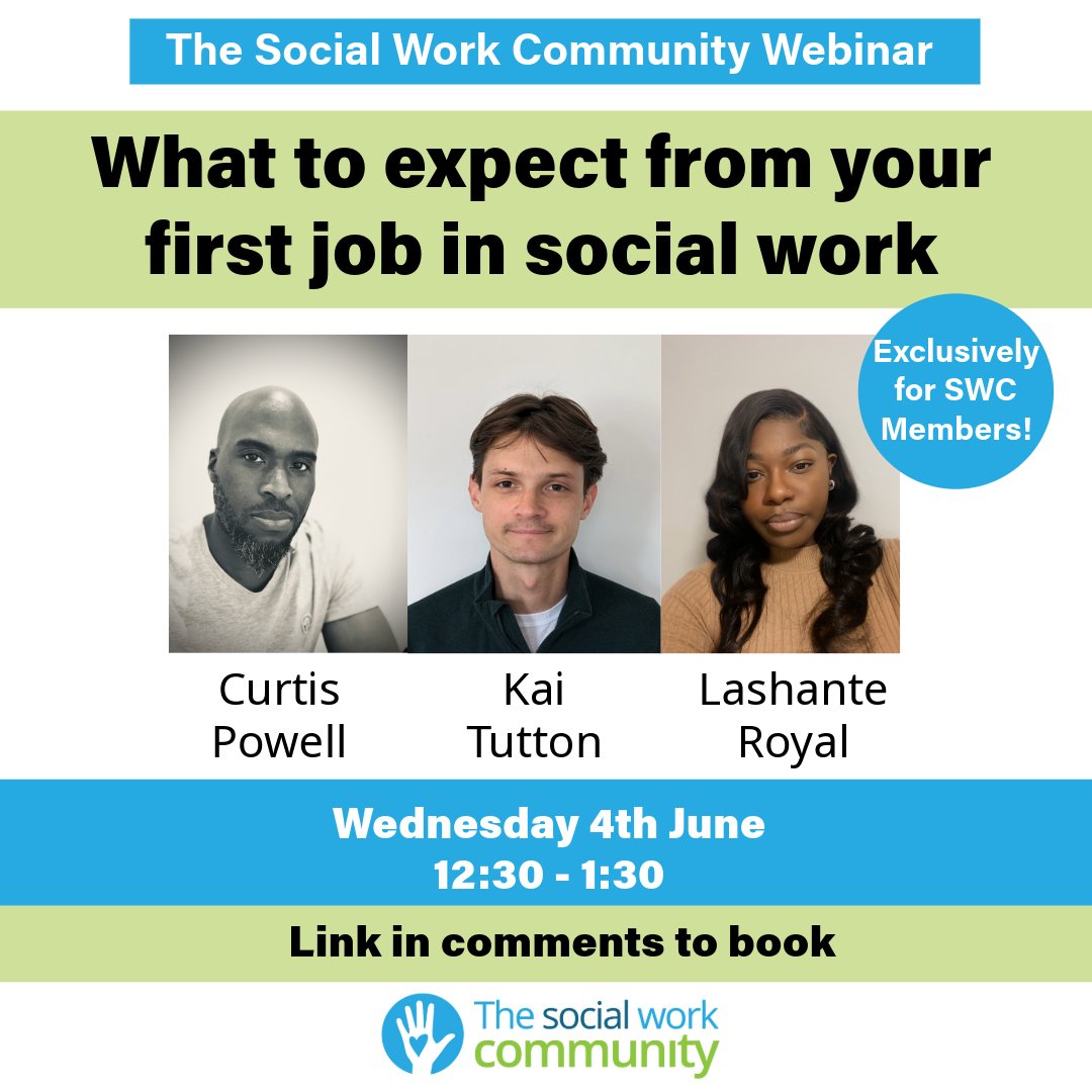 📢Calling all social work students and newly qualified social workers! Are you free this Wednesday lunchtime? We at <a href="/CommunityCare/">Community Care</a> are running a free webinar - What to expect from your first job in social work. Exclusive to Social Work Community members. Sign up for FREE now!